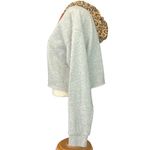 𝅺celestial Bodiez Gray Leopard Print Hooded Cropped Sweatshirt Size Medium Gray Photo 2