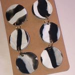 Black and White Retro Boho Clay Dangle Earrings Photo 1