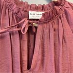 First Love Blouse Ruffle Neck & Cap Sleeve Pink Tie Keyhole Top 3X NWOT Photo 2