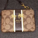 Coach Vintage  Horse and Carriage Print Brown and Gold Wristlet Photo 0