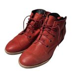 Diba True New  Designer Red Leather Slouchy Lace Up Booties Women size 8.5 Photo 0