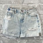 American Eagle  Outfitters Blue Jean Mom Shorts High-Waisted Distressed Photo 0