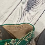 Elite by Corky's Shoes Womens 7 Scroll Leather Heeled Mules Green Brown Tan Photo 4