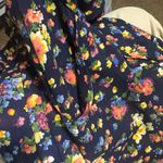 Leslie Fay Vtg 90s  Maxi Secretary Dress Navy Blue Floral Cottagecore 14 pockets Photo 7