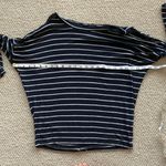 ZARA  Slouchy Boatneck Striped Blouse Top Shirt Stretch Oversized Size Small EUC Photo 3