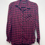 Beach Lunch Lounge Check Print Womens Button Front Long Sleeve Shirt Size Medium Photo 0