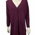 J. Jill Long Line Plum Purple Button Front Cardigan Size M Photo 0