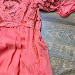 Free People  in Dreamland Crochet Knit Dress Coral Size 0 Boho Hippie Artsy Flowy Photo 5