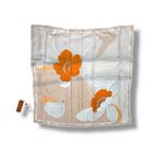 Jinsant‎ NWT 100% Mulberry Silk Scarf Floral Print Square Beige Orange Photo 1