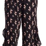 Melrose and Market Floral Black Ruffle Pants Size X-Large Photo 0