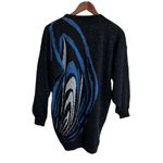 Vintage 1980’s Women’s Sweater Size 18 Blue Black Silver Metallic Photo 2