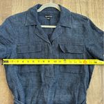 Whistles Dark Denim Easy Linen Belted Short Sleeve V Neck Shirt Dress 8 Blue Photo 8