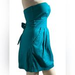 Windsor  Womens Strapless Dress Size S Turquoise Bow Pockets Photo 3