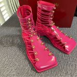 Vivienne Hu New York Square Toe Strapped Leather Cage Sandals Pink Size 7 Photo 3