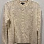 J.Crew Ivory Long Sleeve Wool Blend Flared Cuffs Cable Pullover Photo 0