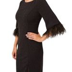 Adrianna Papell Women's Faux-Feather-Trim Glitter-Knit Dess Black Size 6 Photo 2