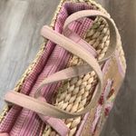 Flower Wicker Straw Basket Gingham Purse Bag Pink Photo 6