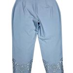 Dennis Basso Cloudy Blue Luxe Crepe Laser-Cut Ankle Pants Size Large Petite Photo 4