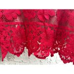 For Love & Lemons Red Floral Lace Long Sleeve Blouse Size Large Photo 4