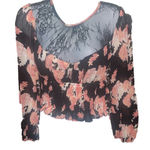 Free People  Floral Lace Ruffle Top Women's Small Photo 9