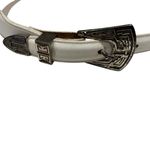 Vintage 1990s cowboy belt top grain white leather belt snap Photo 1