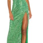 H:ours REVOLVE Mahlia Maxi Dress in Green Sequined Deep V-Neck Slit Party XS Photo 0