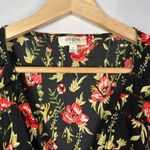 Umgee Boutique  Black & Red Floral Button Front Short Sleeve Maxi Dress L Photo 3
