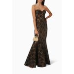 Norma Kamali  Corset Lace Mermaid Gown Long Black Peony Nude Womens Size S 36 Photo 2