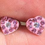 Sterling Silver 925 Pink Crystal Heart Studs Photo 1