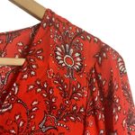 Cinq à Sept Cinq a Sept Jemma Red Floral Print Long Sleeve V-Neck Peplum Silk Top Size Small Photo 2