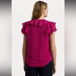 Ralph Lauren NWT Lauren  Crinkle Georgette V-Neck Fllutter Sleeve Ruffle Photo 3