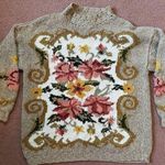 EXPRESS Tricot Hand Knitted Floral Chunky Knit Oversized Grandma Cottaagecore Photo 0