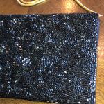 Valerie Stevens  Black & Gold Tone Vintage Seed Bead Beaded Evening Bag Clutch Photo 6