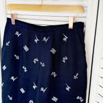 Talbots Irish Linen Paris Embroidered Trouser Pants Blue 6 Eiffel Tower Photo 3