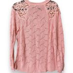 Andree by Unit  women's size small pullover pink knit sweater with lace detailing Photo 2