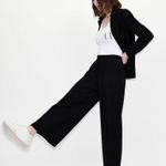 Armani Exchange  Black Elastic Waist Trousers, Wide Leg Size 8 NWT Retail $480 Photo 7