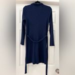 Old Navy Fitted Rib Knit Tie-Belt Long Sleeve Mini Polo Dress Navy Blue sz Med Photo 5