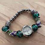 Beaded Ladies Watch Stretch Bracelet Round Pearl Dial Gorgeous Colors Photo 1