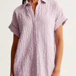 Abercrombie & Fitch Lavender Textured Mini Shirt Dress Lavender Purple ST Photo 0