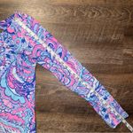 Lilly Pulitzer  Pink and Blue Long Sleeve Cut Out Blouse Photo 3