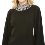 Mac Duggal  49607 Rhinestone Collar Flowy Sleeve Black Mini Dress Photo 1