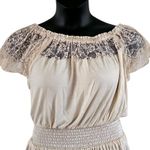 Charlotte Russe Ivory Lace Shoulder Peasant Blouse Women Junior Size Large EUC Photo 3