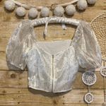 Missguided White Polka Dot Crop Top with Puff Sleeves Photo 4