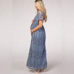 Pinkblush Maternity Gorgeous Dusty Blue Maxi Dress Size Large Photo 5