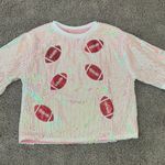 College Game Day Pink Sequin Short Sleeve Shirt Top Womens Size Medium Photo 3