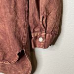 Thrill Jeans Denim Button Shirt Womens L Brown Acid Wash Distressed Western Boho Size L Photo 4