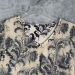 Dress Barn  Shirt Women M Black Ivory Layered Floral Short Sleeve Lined Top Blouse Photo 3