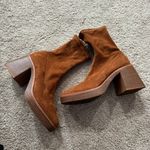 Lulus  Hughez Brown Faux Suede Platform Mid Calf Boot Women’s Size 8 Chunky Heel Photo 0