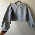 Amazhiyu Heather Gray Cropped Sweatshirt Pullover Sweater Fleece Crop Crew Sz M Size M Photo 1