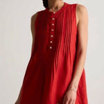 Quince  Red Wild Cherry Organic Cotton Gauze Sleeveless Swing Dress Sz.M Photo 0